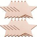 10pcs Wooden Crafts For Drawing Christmas Tree Hanging Ornaments Wooden Paper Cutting Christmas Decoration Diy Crafts (wood Star Cutting Paper) Gift For Kids 8cm/3.15in