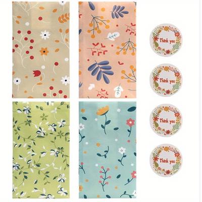 TEMU 12pcs, Floral Food Bag - Perfect For Weddings, Birthdays, And Parties - Decorative Gift Bag For Candy, Shopping, And More