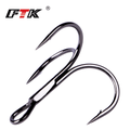 20pcs Ftk High Carbon Treble Hooks - Super Sharp, Solid Size 0.433 In-1.574 In Triple Barbed Steel Fishing Lure - Perfect For Anglers!