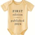 """first Edition Published 2024"" Letter Print Newborn Jumpsuit, Summer Short Sleeve Baby Triangle Waistcoat, New Year Gift Infant Toddler Triangle Puffer Coat, Pregnancy Gift"