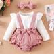 Baby Girls Jumpsuit Newborn Dress Ruched Bodysuit Suspender Shorts Romper Cute Clothes & Headband For Autumn And Winter