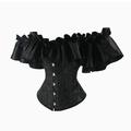 Black Flounce Sleeve Corset Tops, Lace Up Bustier Shapewear Top, Women's Lingerie & Shapewear