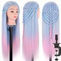Mannequin Head With Stand, Mannequin Head With Colored Synthetic Hair For Cosmetology Hairdresser Hairstylist Training Practice Styling Braiding Styling Curling Coiling Display Cosmetology With Stand