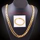 (necklace+bracelet) 6mm Width Golden Plated Necklace Men's Hip Hop Necklace Jewelry Chain Necklace