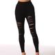 Women's Black Skinny Ripped Yoga Pants For Sports And Fitness - Comfortable And Stylish