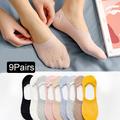9pairs Invisible Socks, Breathable Cotton Boat Socks, No Show & Liner Socks, Women's Stockings & Hosiery