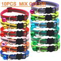 10 Pcs Reflective Breakaway Cat Collar With Bell And Round Ears