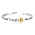 Engraved You Are My Sunshine Letter Cuff Bangle Bracelet Sunflower Women Jewelry