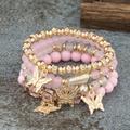 4pcs Bohemian Bracelets Creative Hand Jewelry Butterfly Crystal Multilayer Stretch Beaded Bracelets