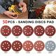 50pcs 12.5cm/4.92in Sandpaper Round Sanding Discs - 8 Hole Hook & Loop Sander Polishing Pad For Buffing & Sanding