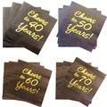 20pcs/pack, Black Golden Paper Napkins Cheers To 40 50 60 70 Years Wedding Anniversary Cocktail Party Napkins Beverages Napkins For 40th 50th 60th 70th Happy Birthday Decorations For Women And Men