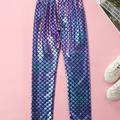 Girls Mermaid Party Footless Leggings Stretch Toddler Kids Halloween Party Shiny Pants Costume Clothes