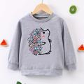 Woodland Hedgehog Graphic Round Neck Pullovers For Girls Comfort Fit Youth Kids Sweatshirt Tops, Spring/ Fall