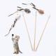Interactive Plush Mouse Cat Teaser Stick With Wooden Rod - Fun And Engaging Toy For Cats