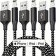 3 Packs 10ft Charger Cable Nylon Braided Fast Charging For Iphone Cable Charger Fast, For Iphone 14/13/12/11 Pro Max/xr/xs/8/7/6 Plus, For Ipad Mini Black White