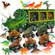 Dinosaur Toys 21pcs/ Pack Dinosaur Truck With 6 Pull Back Dinosaur Cars And Dinosaur Figure, Toys For Boys And Girls, Dinosaur Transport Carrier Truck Christmas Gifts