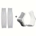 2 Pairs Of Football Socks & Leg Sleeves Set, Non-slip Grips Sweat Absorption Athletic Socks & Sleeves, Support For Running Fitness Basketball Football