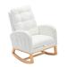 Latitude Run® Rayyan Solid Wood Rocking Chair in Brown/White | Wayfair 016EF393D0944CE3A0C40C78FA272D90