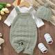 Infant Baby Wool Knitted Suspender Jumpsuit, Long Legs Climbing Suit With Hat Set Without Lining