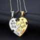 Stainless Steel Best Friend Heart-shaped 2 Separated Pendant Necklace 2pcs Set Inlaid Zircon Plated Birthstone