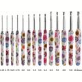 1pc Floral Crochet Hooks Knitting Tool Aluminum Crochet Hooks Ergonomic Soft Rubber Comfort Handles