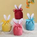 5/10pcs, Easter Bunny Rabbit Bags Ears Velvet Bag Gift Box Sugar Box Wedding Candy Box Creative Cute Easter Decor New Year Party Gift New Year Party Gift