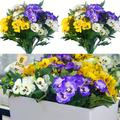 6 Bouquets Fake Pansies Flowers, Small Wildflower Daisies Artificial Flowers, Perfect For Home Wedding Kitchen Garden Table Centerpiece Indoor Outdoor Decoration, Spring Summer Decor (mixed Colors)