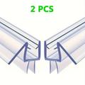 2pcs Frameless Shower Door Bottom Seal, Glass Shower Door Seal Strip, Keep Bathroom Dry, Stop Shower Leaks