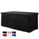 6ft, Rectangle Table Skirts, Polyester Fitted Table Covers, Black Table Cloth For 6 Ft Table With Skirt, Wrinkle Resistant Spandex Table Cover, Party Supplies