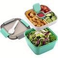 1pc/1500ml, Portable Salad Lunch Box, Salad Bowl, With 2 Compartments And Dressing Cups, Large Lunch Box, Meal Prep Container For Food Fruit Snacks For Restaurants
