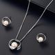 1set Fashion Simple Faux Pearl Round Pendant Necklace Round Earrings Artificial Jewelry Set Wedding Party Artificial Jewelry Gifts
