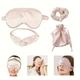 4pcs Silky Sleep Care Set - Eye Cover & Hair Scrunchie & Headband & Storage Bag, Minimalist Portable Sleep Mask Set For Home And Travel, Gift For Girls Women - Facial Care Gifts For Mother