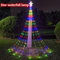 1pc 198 Led Star Waterfall Lights, Solar Outdoor Camping Light, 8 Modes Indoor Outdoor String Lights For Window Curtain Ornament, Yard, Christmas Tree, Party, Home, Holiday Lights