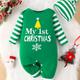 Infant Toddler Boys And Girls Spring And Autumn Letter Print Cute Christmas Long Sleeve Romper & Hat 2pcs Set