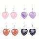 Gemstone Jewelry Natural Stone Rose Quartz Amethyst Heart Shaped Crystal Drop Earrings For Girls For Daily Decoration