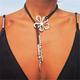 Vintage Bohemian Hollow Flower Clavicle Chain Rope Y-shaped Collar Simple Beach Alloy Necklace
