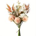 1pc Artificial Silk Flowers For Home Decor And Wedding, Faux Flower Dining Table Centerpiece. Artificial Plants Peach Flower Arrangement. Silk Flowers For Decoration