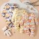 Baby Girls & Boys Super Cute Cartoon Animal Series Allover Print Jumpsuit, Infant Newborn Crew Neck Long-sleeved Romper, Layette Clothes