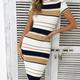 Short Sleeve Striped Slim Dress, Crew Neck Casual Dress For Summer & Spring, Women's Clothing