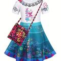 Toddler Girl's Costume Dress Floral Embroidered Scoop Neck Dress Up Halloween Party Costume Outfit For Kids Mardi Gras