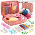 59pcs/set Crochet Knitting Kit, Crochet Hooks Kit With Storage Bag, Diy Hand Knitting Craft Tools For Beginners, Crochet Tools Including Yarn, Crochets, Yarn Needles Knitting Crochet Supplies