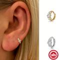 Sterling 925 Silver Hypoallergenic Ear Jewelry Shiny Zircon Decor Hoop Earrings Simple Y2k Style Delicate Female Gift