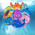 9pcs, Mini Ocean Animal Aluminum Foil Balloon Set, Lantern Fish/sea Snail/seahorse/octopus/shark/crab/whale/shell/sea Lion Festival Celebration Party Decoration Treasure Birthday Balloon Supplies