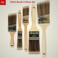 5-piece Professional Paint Brush Set - Angled Oil Brushes With Wooden Handle & Stainless Ferrule - Assorted Sizes