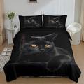 3pcs Duvet Cover Set (1*duvet Cover + 2*pillowcase, Without Core), Fashion 3d Black Cat Print All Season Bedding Set, Soft Comfortable Duvet Cover, For Bedroom, Guest Room