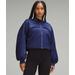 Insulated Ruched Bomber Jacket - Color Blue - Size 0