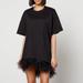 Feather-Trimmed Cotton T-Shirt Dress