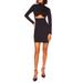 Cutout Detail Long Sleeve Stretch Jersey Minidress