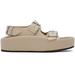 Beige Webbing Slip-on Platform Sandals