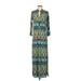 Casual Dress - Maxi: Teal Print Dresses - Women's Size Small